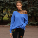 WOTWOY Autumn Winter Knit Pullovers Women Long Sleeve Basic Cashmere Sweater Women Pullover Knitted Casual Blue Female Jumper