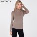 WOTWOY Shiny Lurex Turtleneck Sweater Women Pullover Knitted Slim 2019 Winter Cashmere Sweaters Womens Jumpers Basic Black Pink