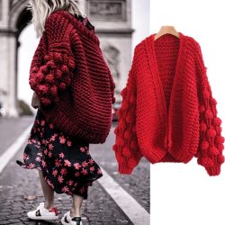 Warm Knit Sweater Cardigan Women Long Sleeve Cashmere Knitted Sweater Women Winter 2019 Red Tops jumpers Ladies Cardigans