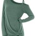 Wipalo Fashion Spring Knotted Skew Neck Sweater Long Sleeve Cut Out Solid Pullover Sweater Women Clothes One Shoulder Casual Top