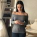 Wixra Warm and Charm Off Shoulder Knitted Sweater Women Autumn Elegant Jumper Pull Femel Winter High Stretch Knitwear Top