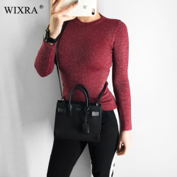 Wixra Women Winter Spring All base Match O-Neck Sweater Basic For Daily Pullovers Pure Color Womens Clothing