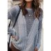 Women Knitted Sweater Hollow Out Long Sleeve Thin Solid Loose Jumper female Pullover Knitwear Korean Fashion Tops White/Grey