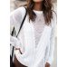 Women Knitted Sweater Hollow Out Long Sleeve Thin Solid Loose Jumper female Pullover Knitwear Korean Fashion Tops White/Grey