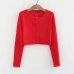 Women Lightweight Knit Button Up Crop Cardigan O Neck Matching Buttons Sweater Crop Knitting Top