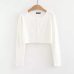 Women Lightweight Knit Button Up Crop Cardigan O Neck Matching Buttons Sweater Crop Knitting Top