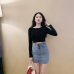 Women Lightweight Knit Button Up Crop Cardigan O Neck Matching Buttons Sweater Crop Knitting Top