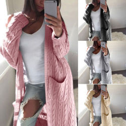 Women Long Cardigan Sweater Top Long Sleeve loose knitting cardigan sweater Women Knitted Female Cardigan pull femme