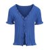 Women Ruffle Trim Crop Knit Cardigan with Short Sleeve Deep V Neck Crop Knit Tops