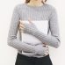 Women Sweater Pullover Basic Rib Knitted Cotton Tops Solid Crew Neck Essential Jumper Long Sleeve Sweaters With Thumb Hole