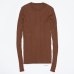 Women Sweater Pullover Basic Rib Knitted Cotton Tops Solid Crew Neck Essential Jumper Long Sleeve Sweaters With Thumb Hole