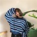 Women Sweaters 2018 New Harajuku Kawaii Sweaters Cute Sweet Vintage Striped Oversize Knit Pullover Sweaters B460