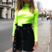 Women Sweaters Turtleneck Long Sleeve Fluorescent Green Jumpers Female Winter Tops Sexy Knitted Shirts Pullovers Club Elastic