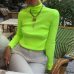 Women Sweaters Turtleneck Long Sleeve Fluorescent Green Jumpers Female Winter Tops Sexy Knitted Shirts Pullovers Club Elastic