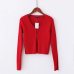 Women V Neck Knitting Ribbed Cardigan With Covered Button