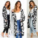 Women leopard knitted long cardigan long sleeve sweater overcoat for female women 2018 autumn new outwear coats women autumn