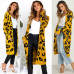 Women leopard knitted long cardigan long sleeve sweater overcoat for female women 2018 autumn new outwear coats women autumn