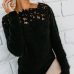 Women's Loose Knitted Pullover Jumper Sweater O Neck Long Sleeve Knitwear Top Lace Floral Collar Winter