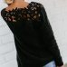 Women's Loose Knitted Pullover Jumper Sweater O Neck Long Sleeve Knitwear Top Lace Floral Collar Winter