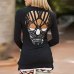 Women's Summer Autumn Black Casual Jacket Jumper Tops Long Sleeve Sexy Back Skull Cut Out Sweaters