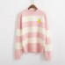 Women's Sweaters Kawaii Ulzzang College Candy Color Stripes Moon Sets Embroidery Sweater Female Harajuku Clothing For Women