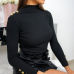 Womens Turtleneck Oversized Sweater Jumper Ladies Winter Bodycon Pullover Top Cloth Solid Bottons Pullover