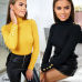 Womens Turtleneck Oversized Sweater Jumper Ladies Winter Bodycon Pullover Top Cloth Solid Bottons Pullover