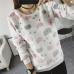 Women's sweater casual O-neck long-sleeved print Fleece warm sweater 2018 fashion sweet and self-cultivation women's tops tide