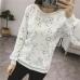 Women's sweater casual O-neck long-sleeved print Fleece warm sweater 2018 fashion sweet and self-cultivation women's tops tide