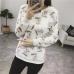 Women's sweater casual O-neck long-sleeved print Fleece warm sweater 2018 fashion sweet and self-cultivation women's tops tide