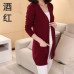 YUNSHUCLOSET Lady wool Sweater Fashion medium long Cashmere Cardigan Women loose sweater for female outerwear coat with pockets