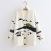 YoYiKamomo Spring Woman Sweater Knitting 2019 New Japanese Mori Girl V-neck Jacquard Cardigan Sweater Winter