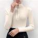 Zipper Half Turtleneck Pullovers Women Sweater Long Sleeve Skinny Elastic Knitted Femme Solid Spring Jumper High Quality Tops