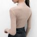 Zipper Half Turtleneck Pullovers Women Sweater Long Sleeve Skinny Elastic Knitted Femme Solid Spring Jumper High Quality Tops