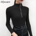 Zipper Half Turtleneck Pullovers Women Sweater Long Sleeve Skinny Elastic Knitted Femme Solid Spring Jumper High Quality Tops