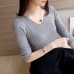 black white Autumn Winter Sweater Women solid Knitted Sweater Pullovers long sleeve tops Wave Cut V-neck Basic office 2019