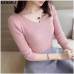 black white Autumn Winter Sweater Women solid Knitted Sweater Pullovers long sleeve tops Wave Cut V-neck Basic office 2019