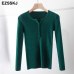 casual Autumn spring Basic Sweater pullovers Women v-neck Solid Knit Slim Pullover female Long Sleeve warm button Sweater