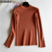 casual Autumn winter Women thick Sweater Pullovers long sleeve button o-neck chic Sweater Female Slim knit top soft jumper