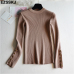 casual Autumn winter Women thick Sweater Pullovers long sleeve button o-neck chic Sweater Female Slim knit top soft jumper