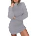 fashion winter autumn  Womens Casual Long Sleeve Jumper Turtleneck Sweaters Dress