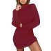 fashion winter autumn  Womens Casual Long Sleeve Jumper Turtleneck Sweaters Dress