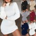 fashion winter autumn  Womens Casual Long Sleeve Jumper Turtleneck Sweaters Dress