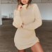 fashion winter autumn  Womens Casual Long Sleeve Jumper Turtleneck Sweaters Dress