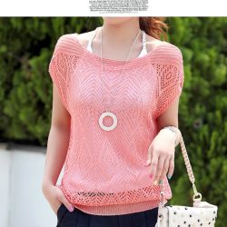 new arrival 2019 ladies' loose thin cutout batwing sleeve air conditioning blouse pullover sweater for spring/summer/autumn