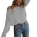 off shoulder pullover womens sweater knitted sweater women long sleeve loose jumpers oversized sweater pull femme plus size 5XL