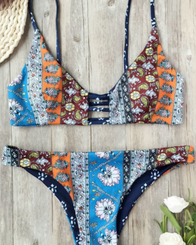  Sexy Printed Nylon Bikini Set