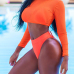 Euramerican Orange Polyester Three-piece Swimwear Euramerican Orange Polyester Three-piece Swimwear