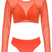 Euramerican Orange Polyester Three-piece Swimwear Euramerican Orange Polyester Three-piece Swimwear