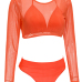 Euramerican Orange Polyester Three-piece Swimwear Euramerican Orange Polyester Three-piece Swimwear